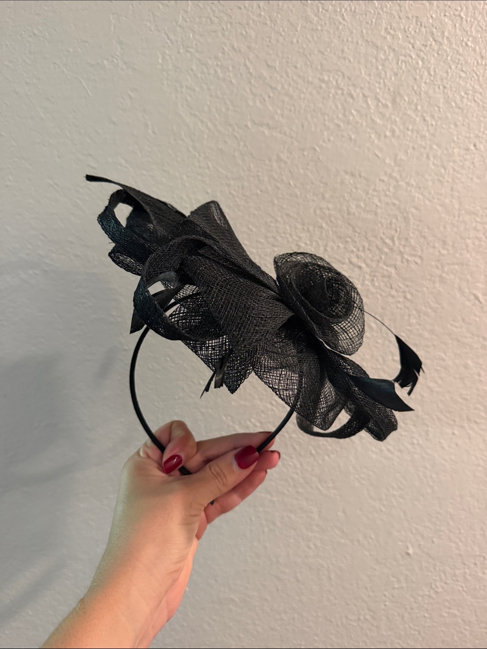 Black Floral Mesh Fascinator Headband - Women Accessories